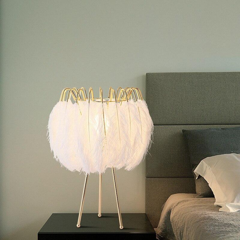 Fillena Modern Minimalist Warm Feather Table Lamp - Nordic Side - Feather, Fillena, Lamp, lighting, Mininmalist, Modern, Table, Warm