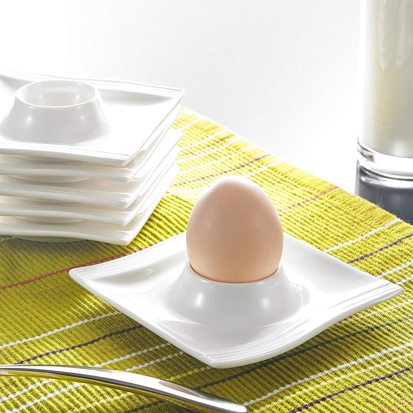 Flora 6-Piece Series White Porcelain Egg Stand Holder - Nordic Side - 115, 25, Breakfast, cm, Cups, Egg, Flora, Holder, Kitchen, Malacasa, Piece, Plates, Porcelain, Series, Stand, Tools, Whit
