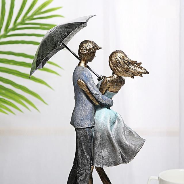 Lovers Hug Under The Umbrella