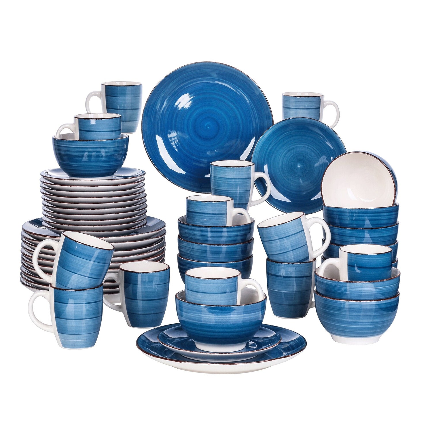 Bella 48-Pieces Porcelain Dinner Set - Nordic Side - 12, 48, Bella, Ceramic, Dinner, Look, Pieces, Plate, PlateBowlMug, PlateDessert, Porcelain, Set, Vancasso, Vintage, with