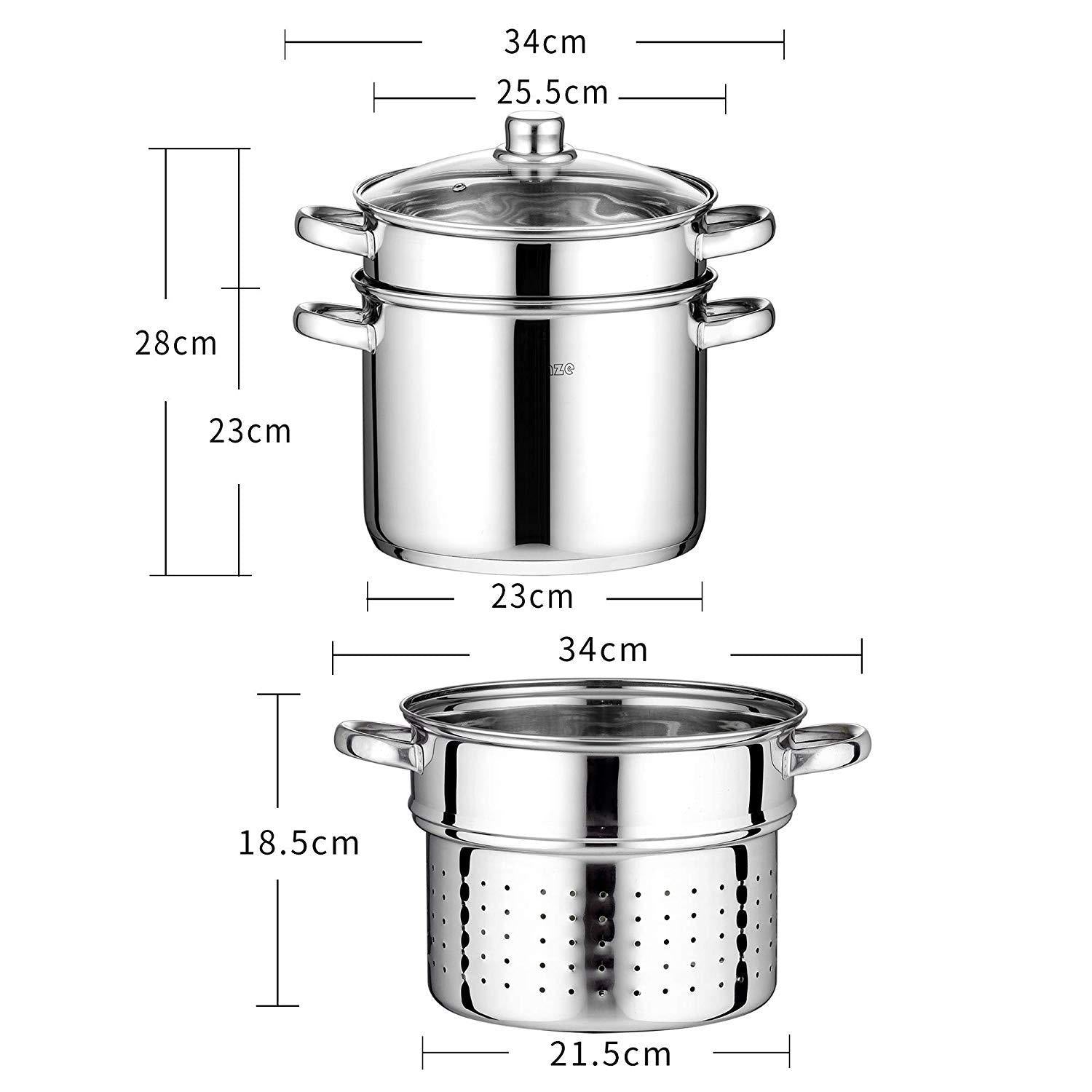 Pasta Pots 7.2L Multifunction Premium Stainless Steel Vegetable Spaghetti Pot with Encapsulated Base and Vented Glass Lid - Nordic Side - 72, and, Base, Encapsulated, Glass, Lid, Multifunctio