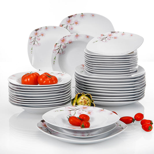 ANNIE 36-Piece Kitchen Porcelain Ceramic Tableware Dinner Plate Set with 12*Dinner Plate,Dessert Plate,Soup Plate - Nordic Side - 12, 36, ANNIE, Ceramic, Dinner, Kitchen, Piece, Plate, PlateD