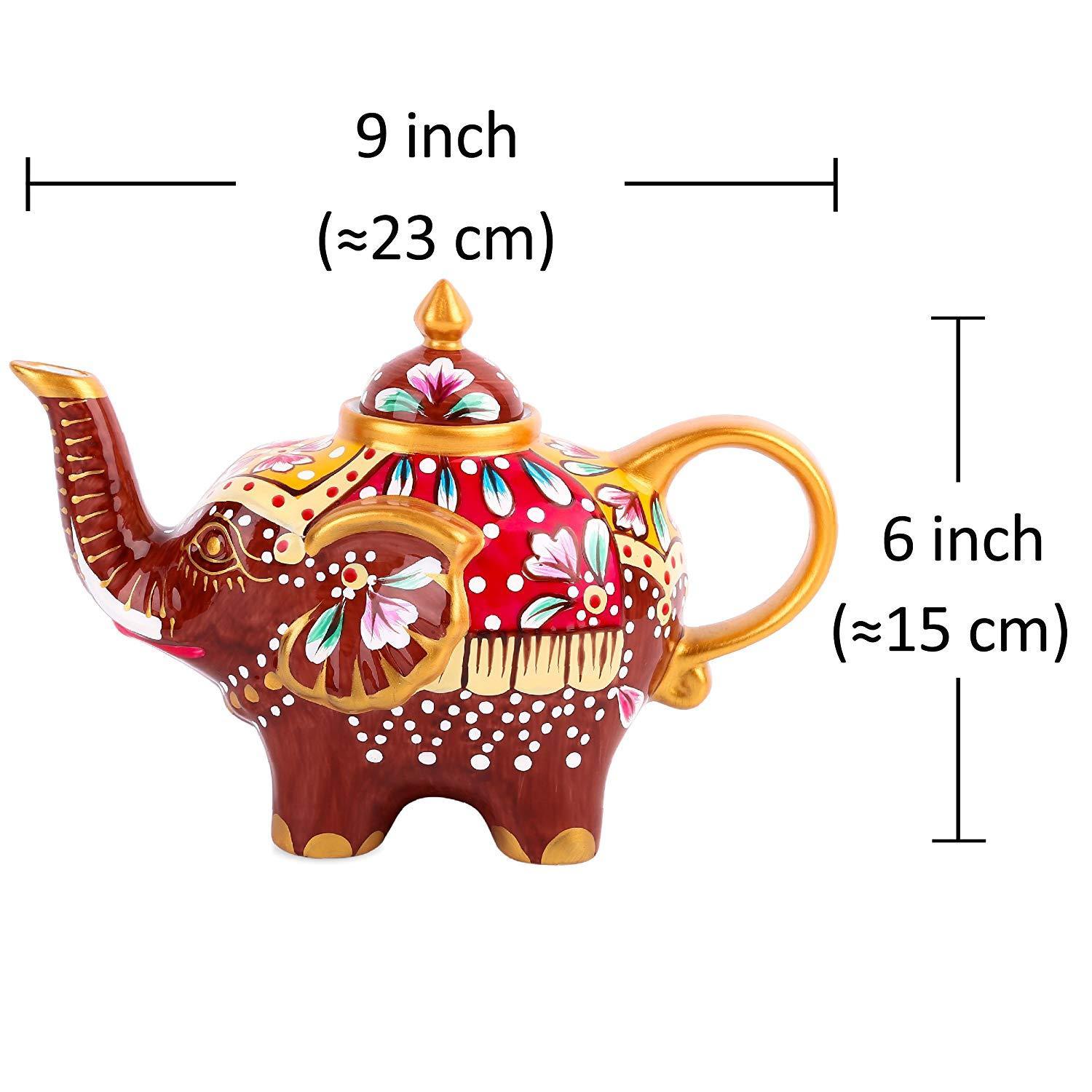 Porcelain Hand Painted Multicolor Elephant Shape Teapots Crafts with Gift Box 800 ml - Nordic Side - 800, Artvigor, Box, Coffeepots, Crafts, Elephant, Fanily, Gift, Hand, ml, Multicolor, Offi