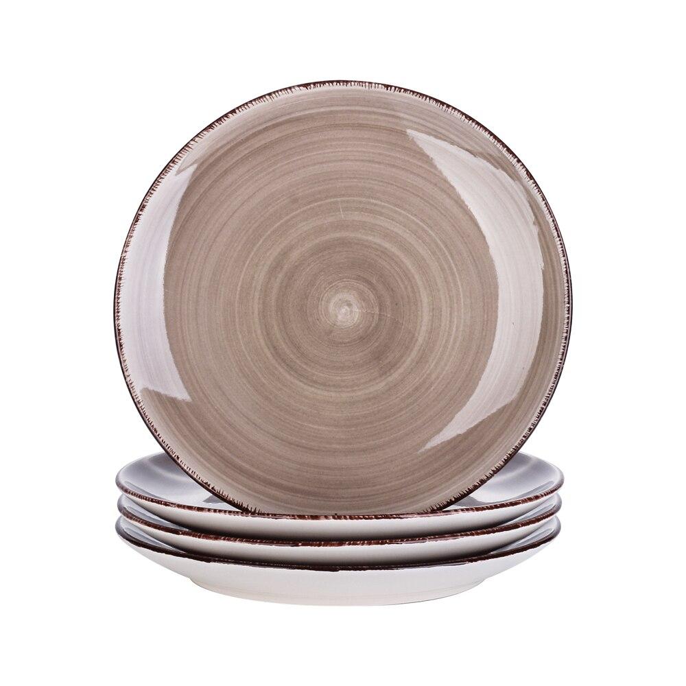 Bella-C 4/8/12-Pieces Porcelain Dessert Plate - Nordic Side - 202025, 4812, BellaC, Ceramic, cm, Dessert, DessertSaladFruitSnack, in, Look, Pieces, Plate, Porcelain, Set, Vancasso, Vintage