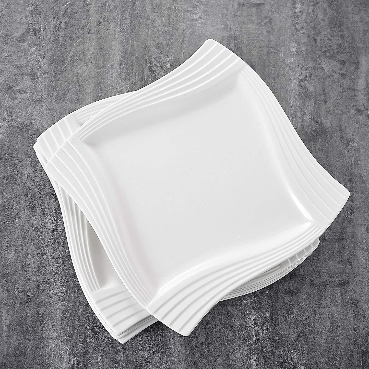 Amparo 6-Piece Ivory White Porcelain China Ceramic Dessert Plates (8" ) - Nordic Side - Amparo, Cake, Ceramic, China, Dessert, DinnerWare, Dishs, Fruit, Ivory, Kitchen, MALACASA, Piece, Plate