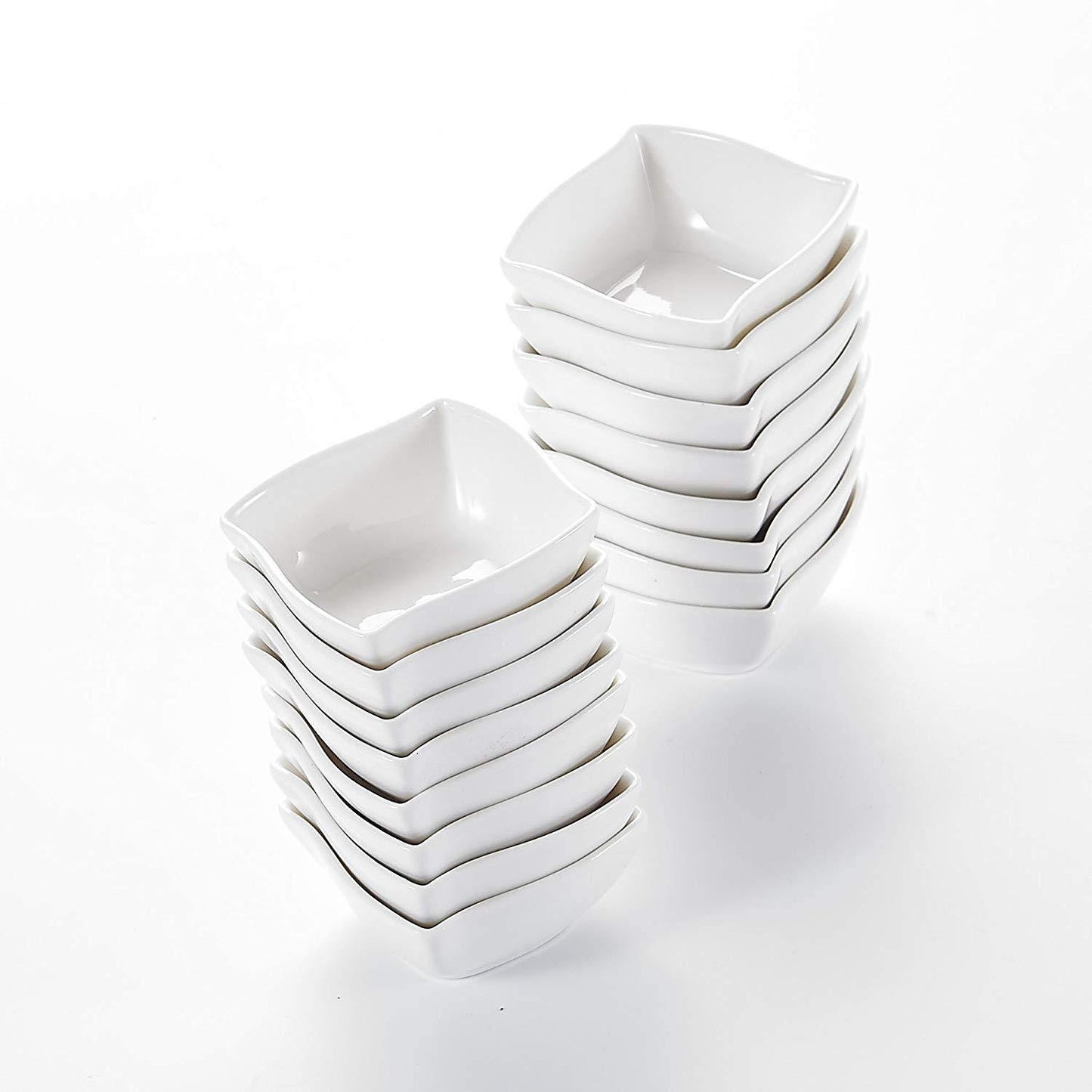 16-Piece Ivory White Porcelain Mini Ramekins (2.5" ) - Nordic Side - 16, 25, 65, Bowl, Ceramic, China, cm, Cream, Dessert, Dishes, Fruit, Ivory, MALACASA, Mini, Piece, Porcelain, Ramekins, Sn