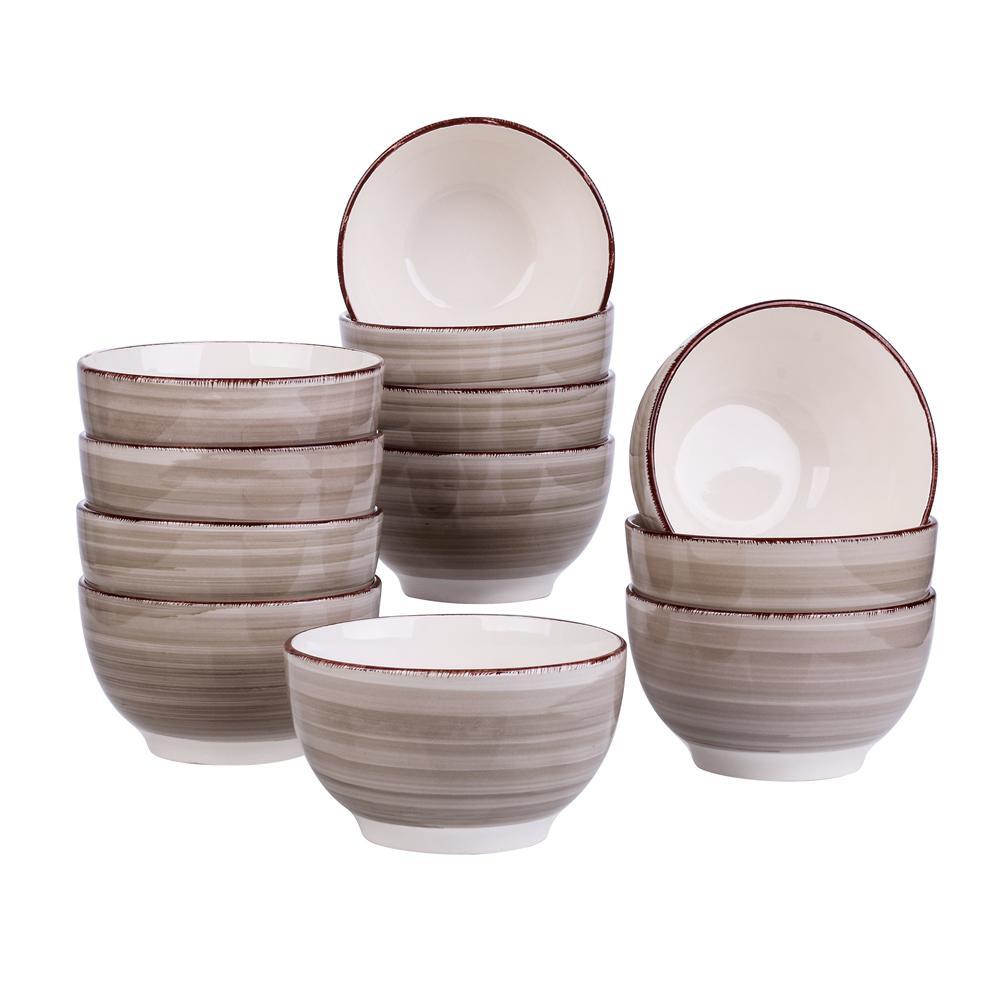 Bella-C 4/8/12-Piece 750ML Porcelain Vintage Handpainted Ceramic Bowl Set - Nordic Side - 4812, 750, BellaC, Bowl, Ceramic, Handpainted, Large, ML, Piece, Porcelain, Serving, Set, SoupMixingF