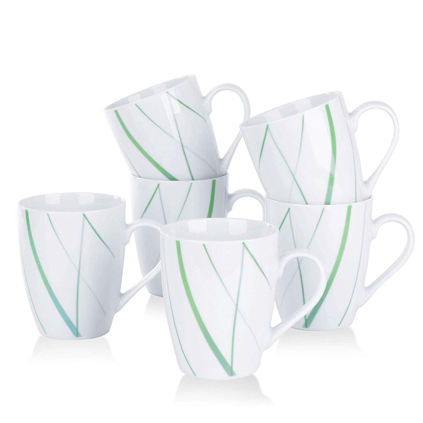 AVIVA 6-Piece Porcelain China Coffee/Tea Mugs Set (360 ml) - Nordic Side - 360, and, AVIVA, Ceramic, China, Coffee, Cup, Family, for, Kitchen, Milk, ML, Mugs, Office, Piece, Porcelain, Set, T
