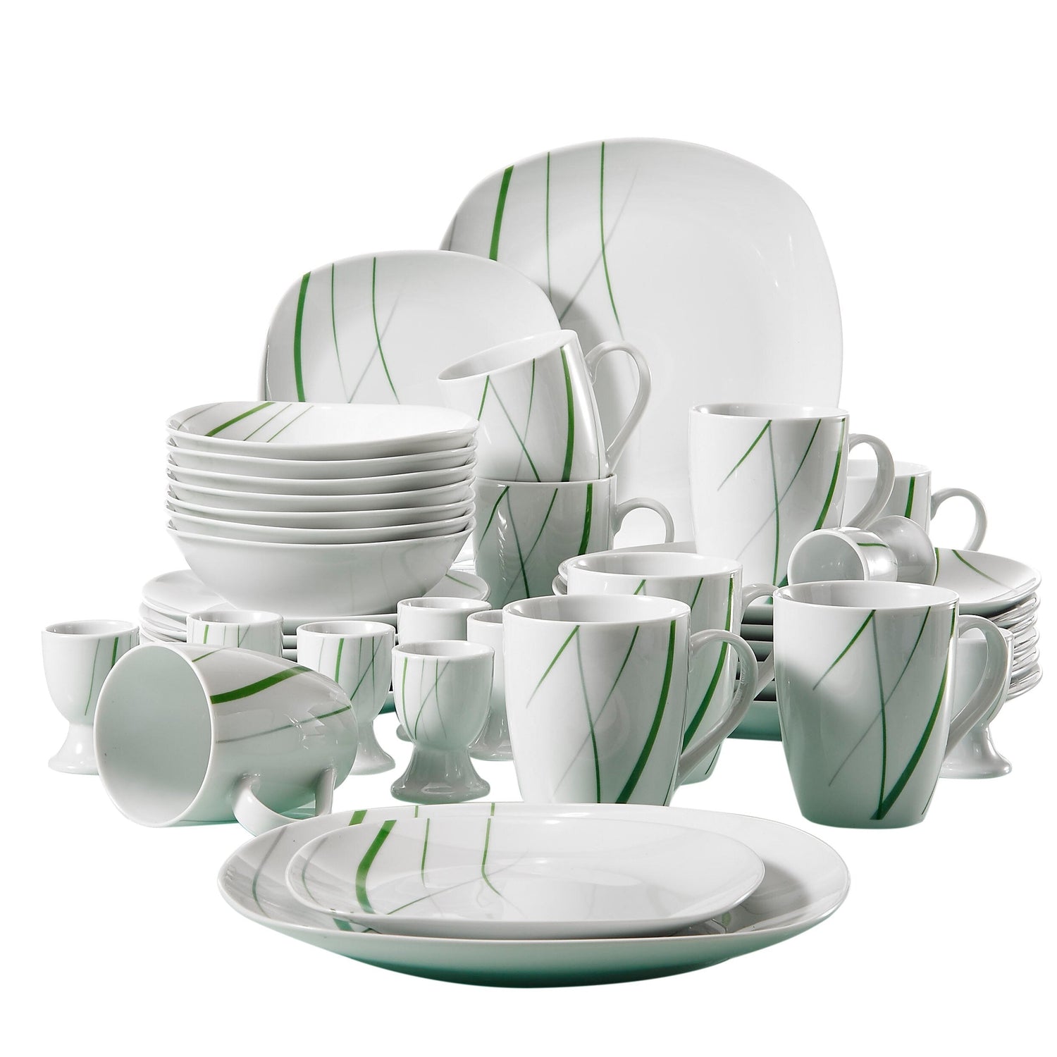 AVIVA 40-Piece Kitchen Porcelain Dinner Set Tableware Plate Set Including 8*Egg Cup,Mug,Dessert Plate,Bowl,Dinner Plate - Nordic Side - 40, AVIVA, CupMugDessert, Dinner, Egg, Including, Kitch