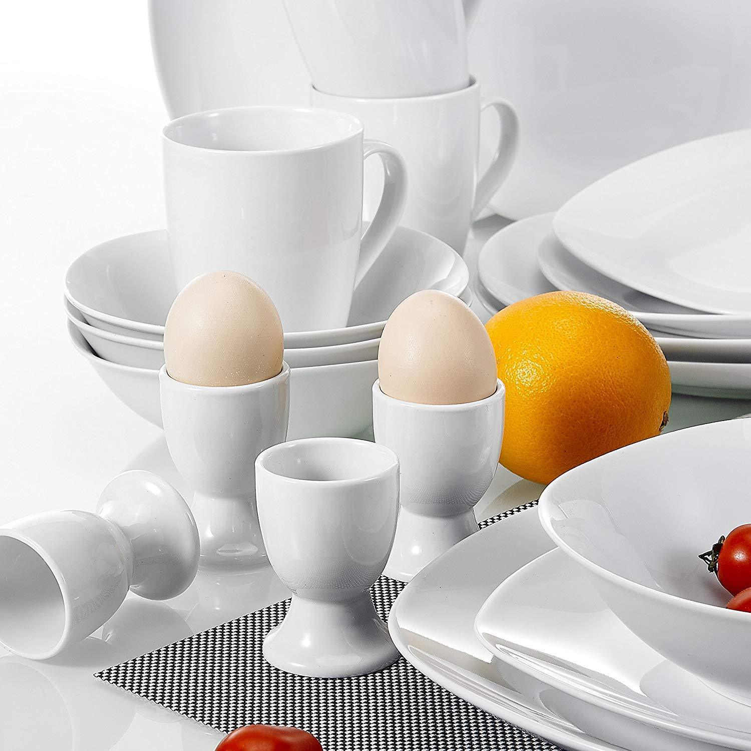 Elisa 40-Piece Porcelain Dinnerware Set with Dinner Plates Soup Bowl Dessert Plate Cups Egg Stand Cup Service for 8 - Nordic Side - 40, Bowl, Cup, Cups, Dessert, Dinner, Dinnerware, Egg, Elis