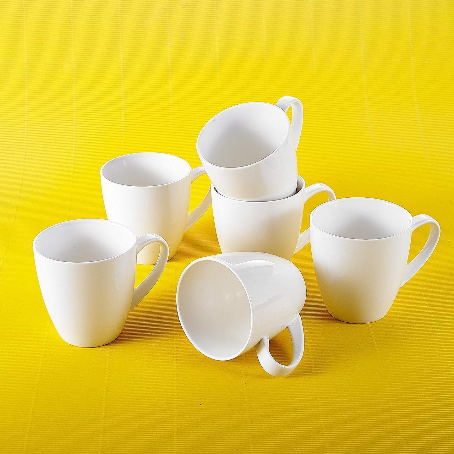 Monica 6-Piece 12.5 OZ Ivory White Porcelain Cups 5" / Tea Coffee Cup Sets - Nordic Side - 125, Ceramic, China, Coffee, Cream, Cup, Cups, Ivory, MALACASA, Monica, Mugs, OZ, Piece, Porcelain, 