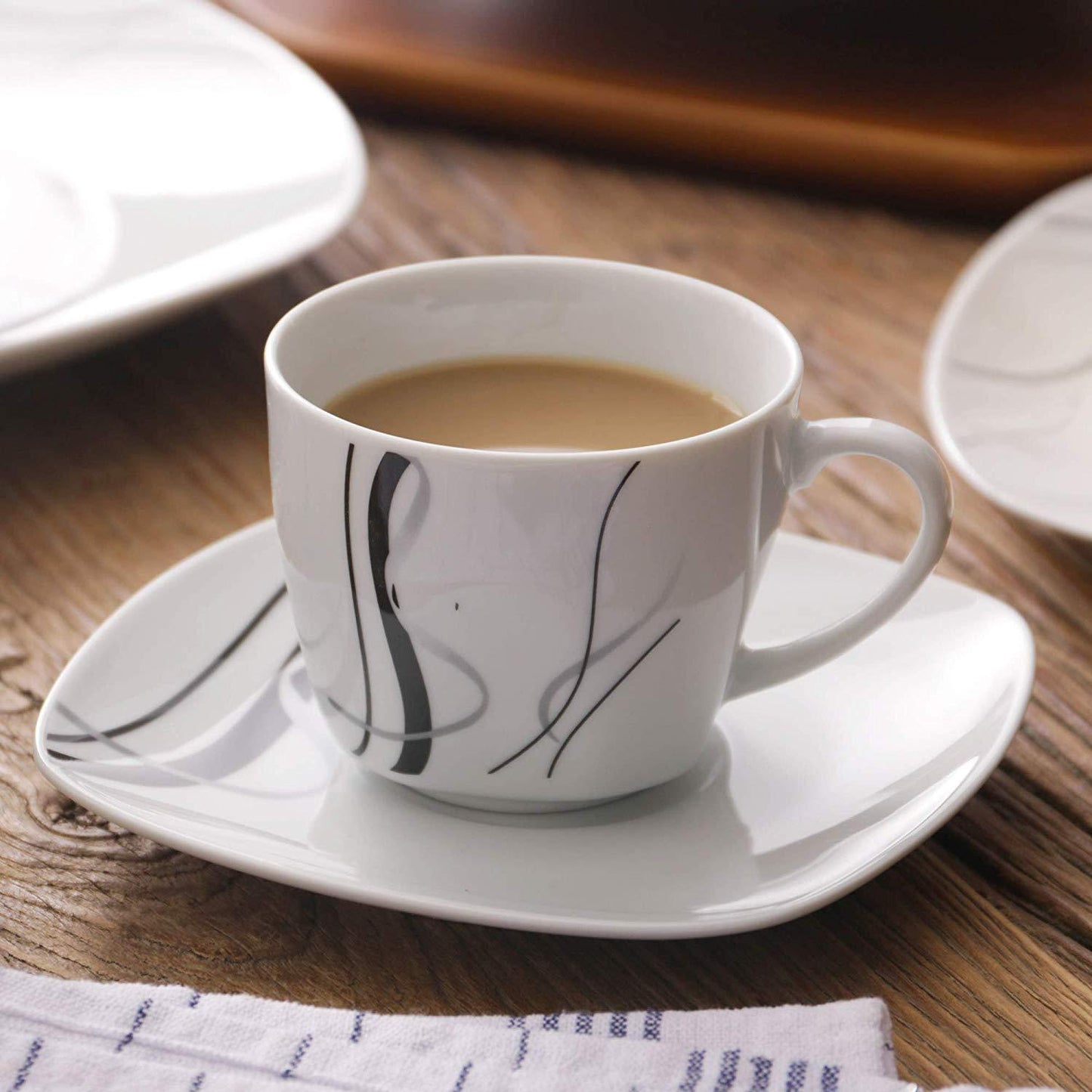 FIONA 12-Piece 220ml White Porcelain Drinkware Espresso Coffee Cups and Saucers Set Kitchen Family Office Coffee Cup Set - Nordic Side - 12, 220, and, Coffee, Cup, Cups, Drinkware, Espresso, 