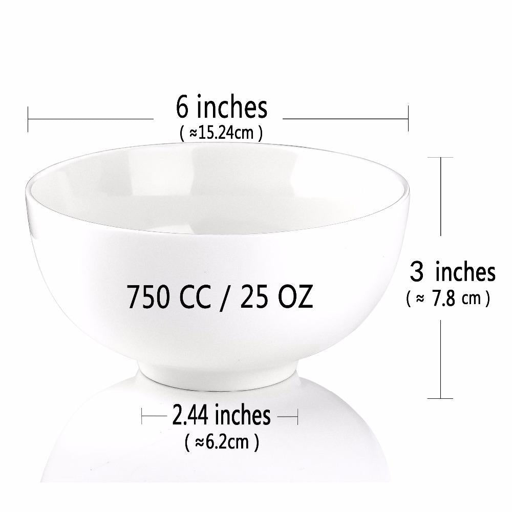 Ivory White 4 pieces Porcelain China Ceramic Bowls (6"/ 750 ml) - Nordic Side - 12512565, 750, Bowls, Ceramic, Cereal, cm, Ivory, MALACASA, ML, Pieces, Porcelain, Regular, Rice, Salad, Series