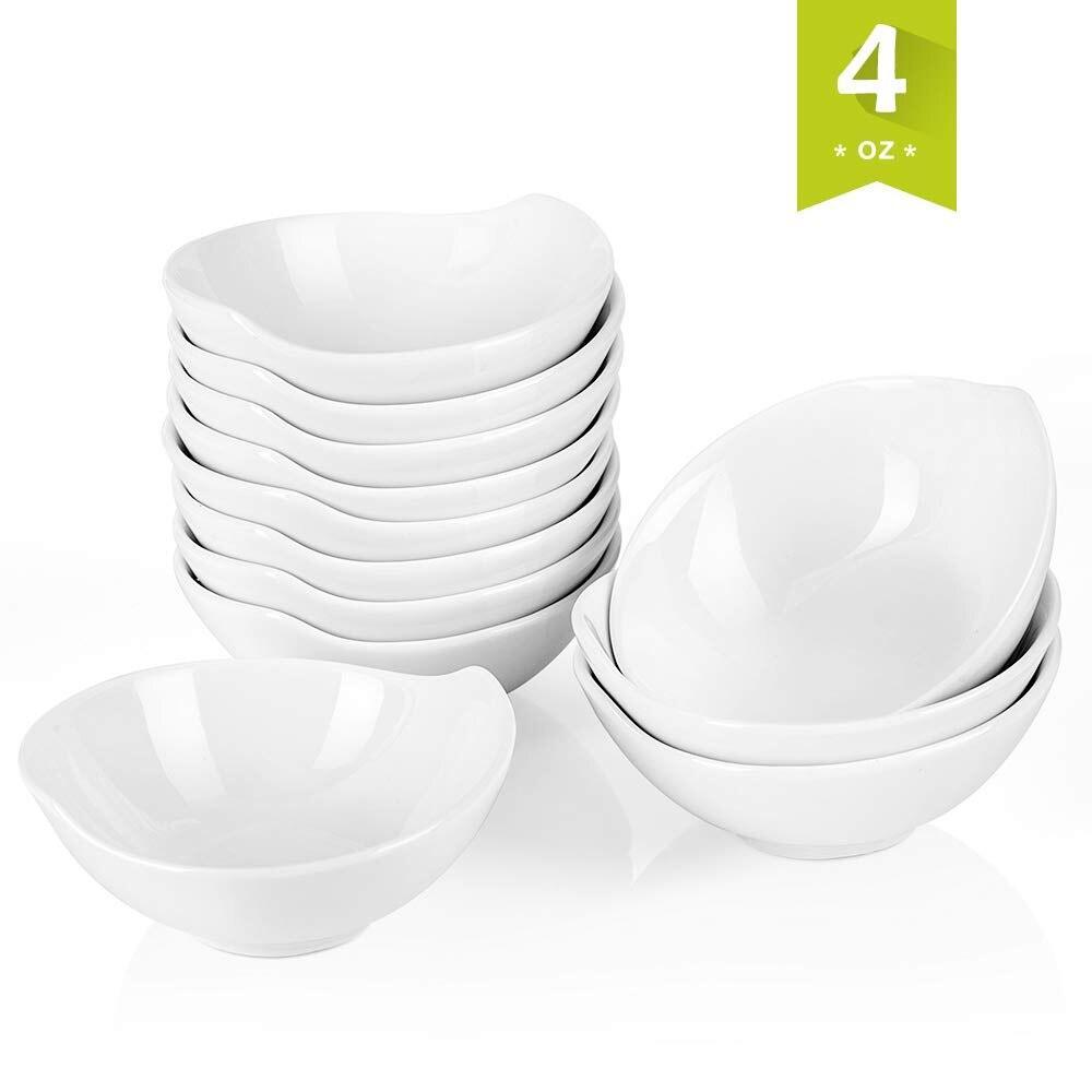 Ramekin Set of 12 4.3" Porcelain Baking, Dipping, Souffle Cup - Nordic Side - 12, 43, and, Baking, Bowl, Brulee, Cream, Creme, Cup, Dessert, Dipping, Dishes, Fruit, Ice, MALACASA, of, Plates,