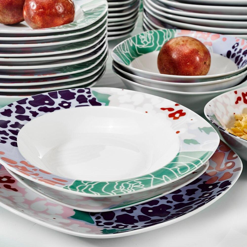 OLINA 48-Piece Porcelain Dinner Combi-Set Tableware Set with Bowls Dessert Plates Soup Plate Dinner Plates Service for 12 - Nordic Side - 12, 48, Bowls, CombiSet, Dessert, Dinner, for, OLINA,