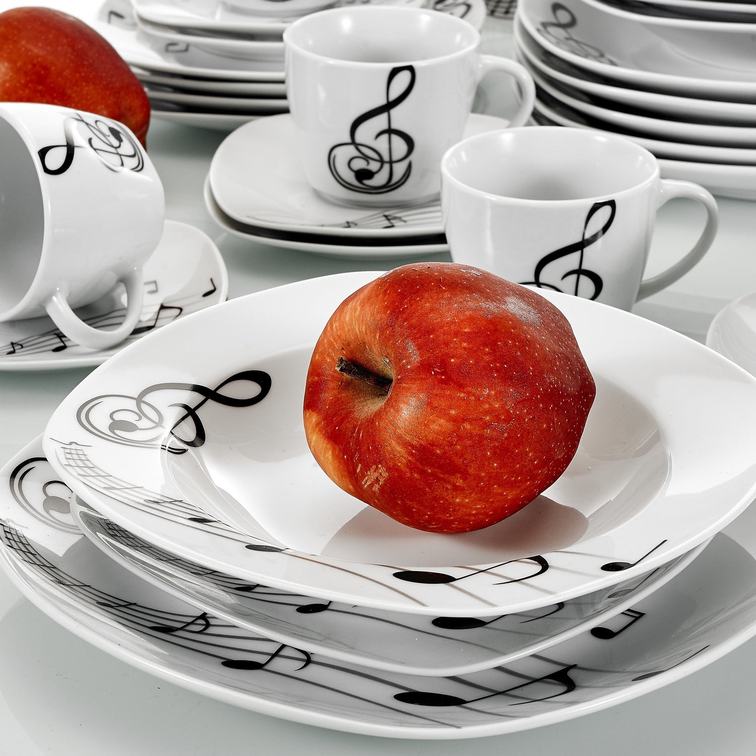 MELODY 60-Piece Porcelain Ceramic Dinnerware Dinner Plate Set with Dessert Plate/Soup Plate/Dinner Plate/Cup/Saucer - Nordic Side - 60, Ceramic, Dessert, Dinner, Dinnerware, MELODY, Piece, Pl