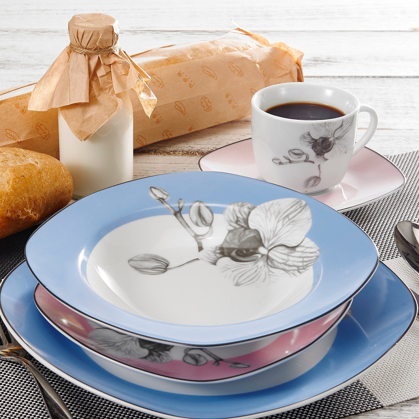 DEBBIE 30-Piece White Porcelain Ceramic White Dinner Combi-Set with Dessert Plate Soup Plate Dinner Plate Cup Saucer - Nordic Side - 30, Ceramic, CombiSet, Cup, DEBBIE, Dessert, Dinner, Piece