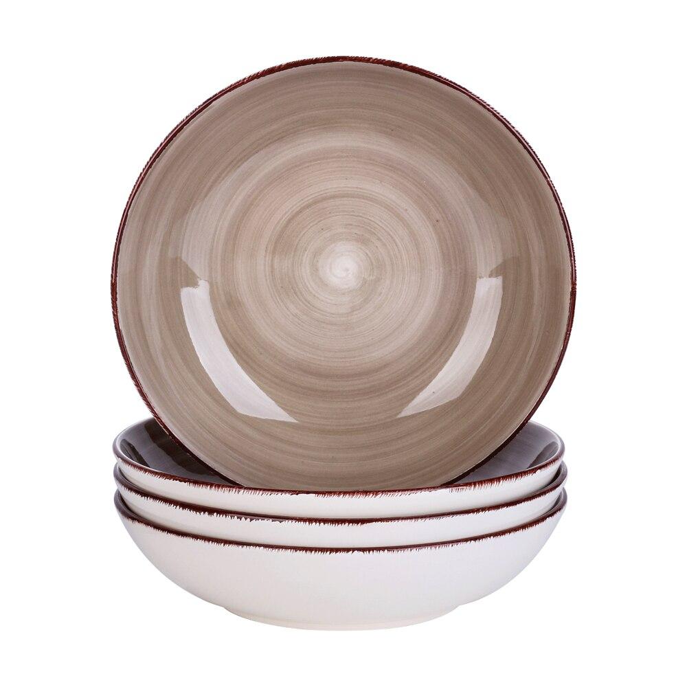 Bella-C 4/8/12-Pieces Porcelain Soup Plate Set - Nordic Side - 20553, 4812, BellaC, Ceramic, cm, Handpainted, Look, Pieces, Plate, Porcelain, Salad, Set, Soup, Vancasso, Vintage