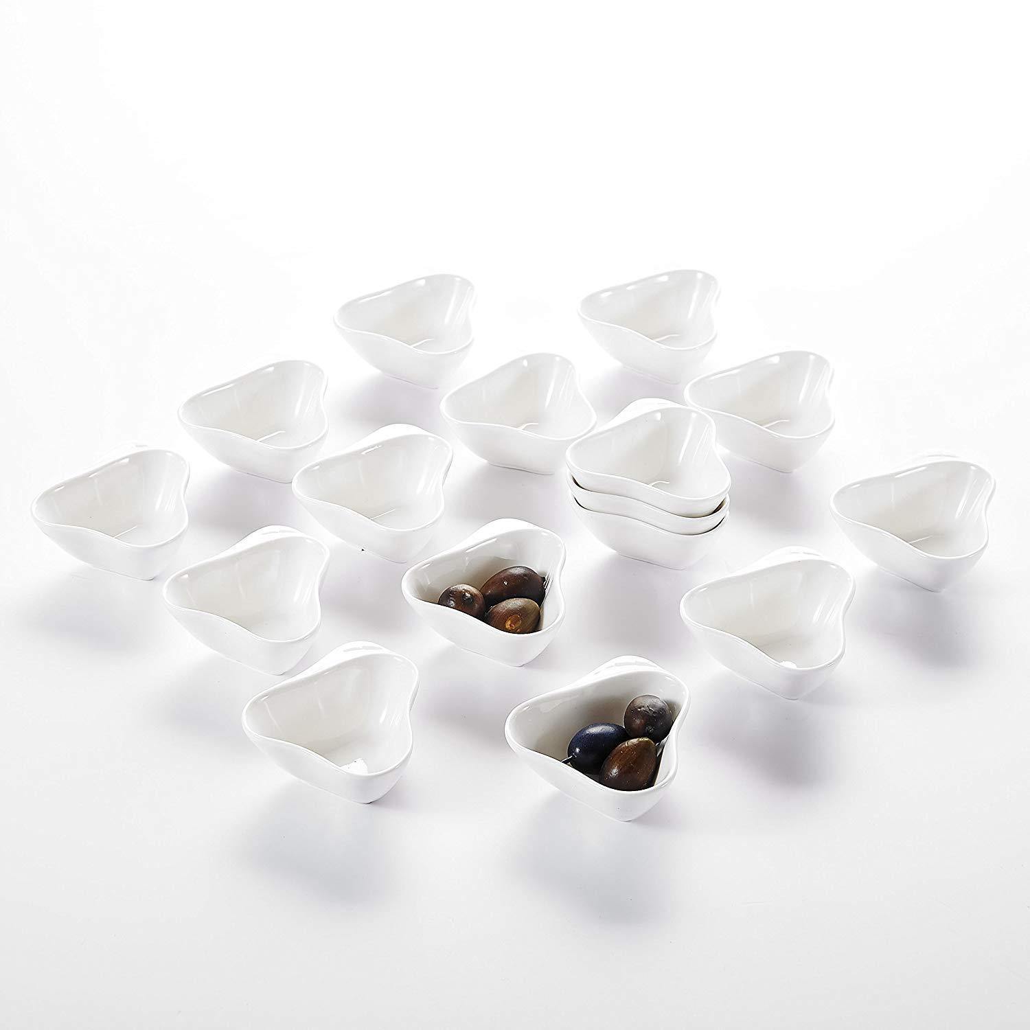 16-Piece 3" Ivory White Porcelain Mini Ramekins Souffle/Snack  Cup - Nordic Side - 16, 8753, Bowl, Ceramic, cm, Cream, Cup, Dessert, Dishes, Ivory, MALACASA, Mini, Piece, Porcelain, Ramekins,