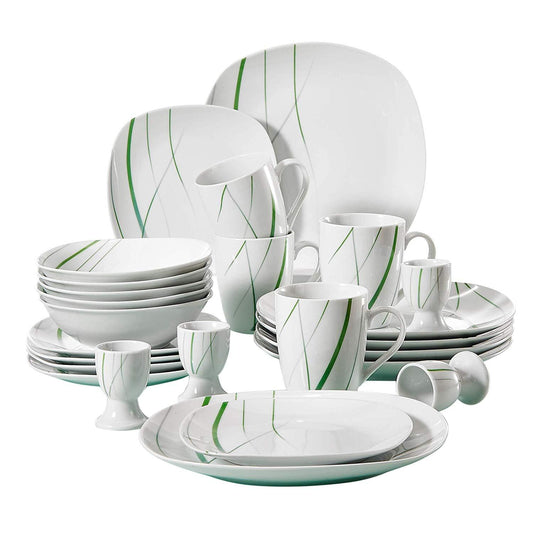 AVIVA 20-Piece Kitchen Porcelain Dinner Set Tableware Plate Set Including 4*Egg Cup,Mug,Dessert Plate,Bowl,Dinner Plate - Nordic Side - 20, AVIVA, CupMugDessert, Dinner, Egg, Including, Kitch
