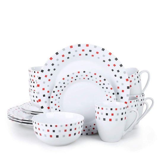 ADA 16-Piece Porcelain Ceramic Tableware Dinnerware Set with 4*Dinner Plate,Dessert Plate,Cereal Bowl,380ML Mug Set - Nordic Side - 16, 380, ADA, Bowl, Ceramic, Dinner, Dinnerware, ML, Mug, P