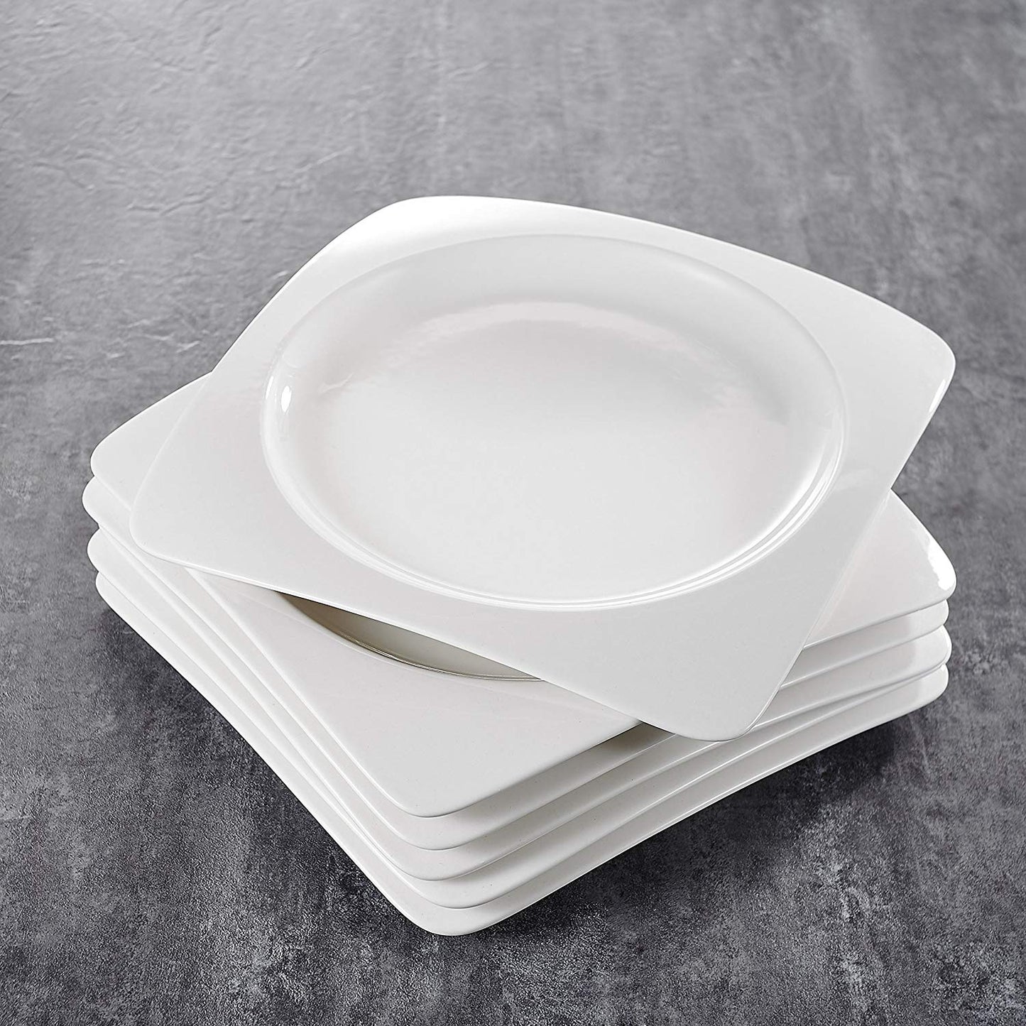 Rosana 6-Piece Ivory White Porcelain Cream White Dinner Plates (10") - Nordic Side - 10, Ceramic, China, Cream, Dessert, Dinner, Ivory, Kitchen, MALACASA, Piece, Plates, Porcelain, Rosana, To