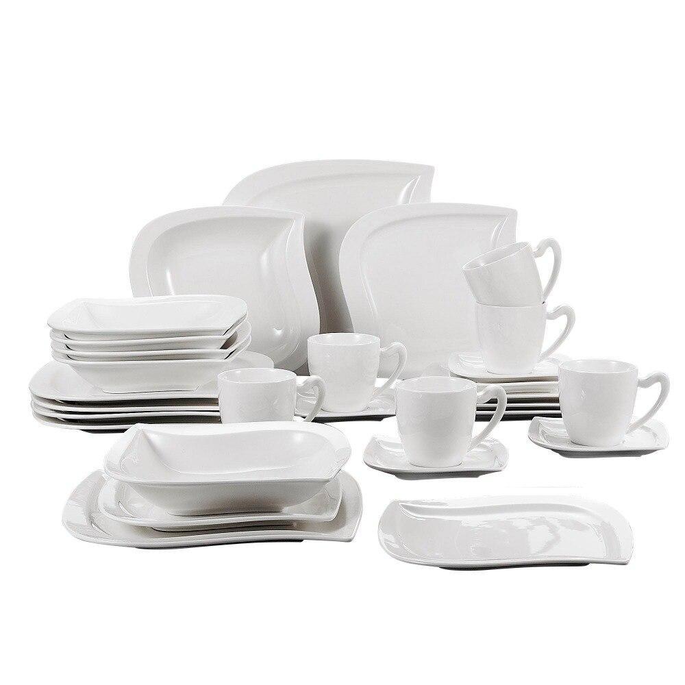 MALACASA Elvira 60-Piece White Porcelain Tableware Dinner Set with