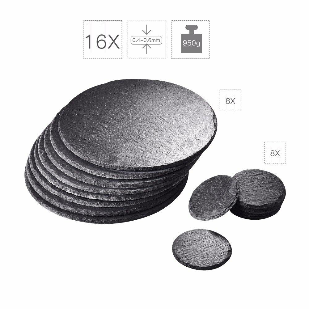 Natural Slate Tableware Round Placemat Set Coffee/Tea Mug Plate - 8 Coasters 8 Placemats - Nordic Side - Coasters, Coffee, Cup, MALACASA, Mug, Natural, Placemat, Placemats, Plate, Round, Set,