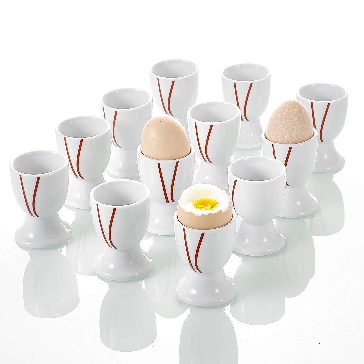 Felisa 12-Piece 2.8" Ivory White Porcelain Egg Cups Breakfast Egg Stand Holder - Nordic Side - 12, 28, Breakfast, Ceramic, China, Cream, Cups, Egg, Felisa, Holder, Ivory, Kitchen, MALACASA, P