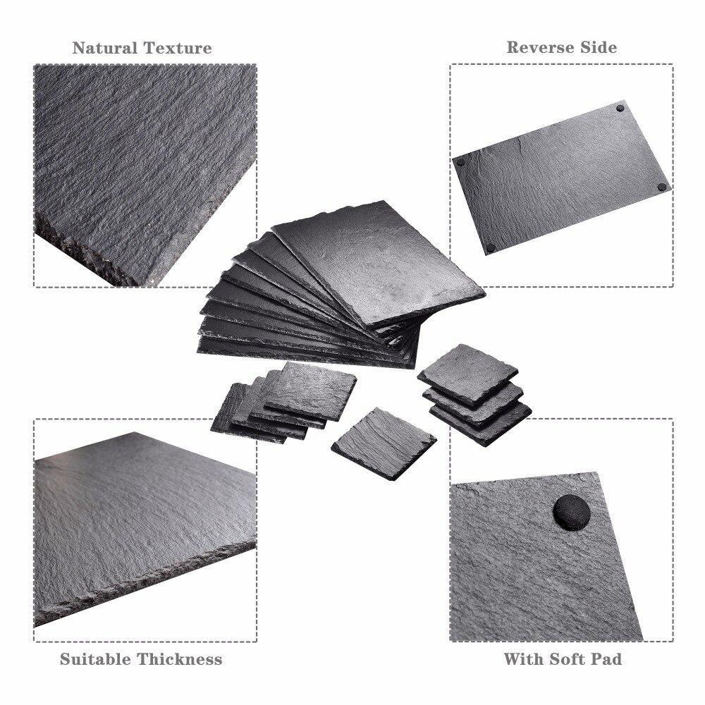 Tableware Square and Rectangular Natural Slate Placemat Set - 8 Coasters 8 Placemats - Nordic Side - and, Coasters, MALACASA, Natural, Placemat, Placemats, Rectangular, Set, Slate, Square, Ta