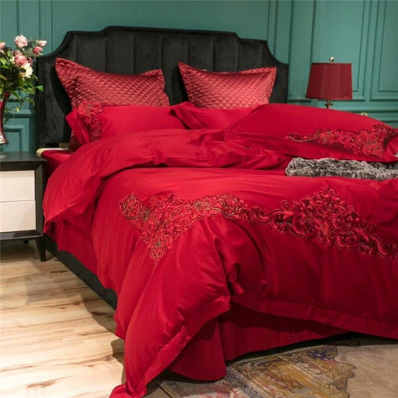 Miriada Red Egyptian Cotton Luxury Duvet Cover Set - Nordic Side - Bedding, cotton, Egyptian, lace, luxury, Miriada, Red, Set