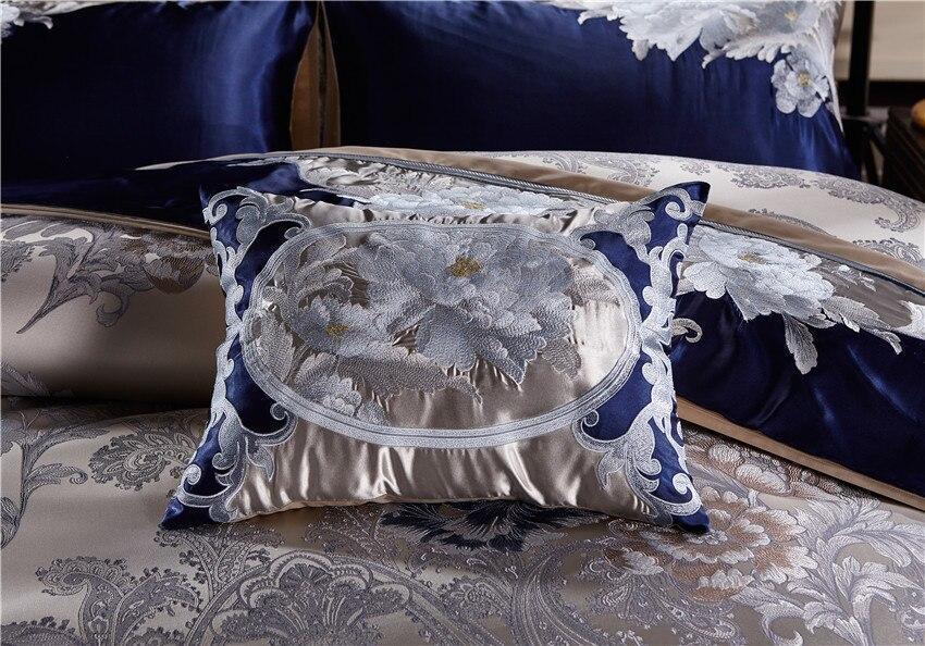 Impero Blue Silver Silk Cotton Jacquard Luxury Chinese Duvet Cover Set - Nordic Side - Bedding, Blue, Chinese, Cotton, Impero, Jacquard, Luxury, Set, Silk, Silver, us