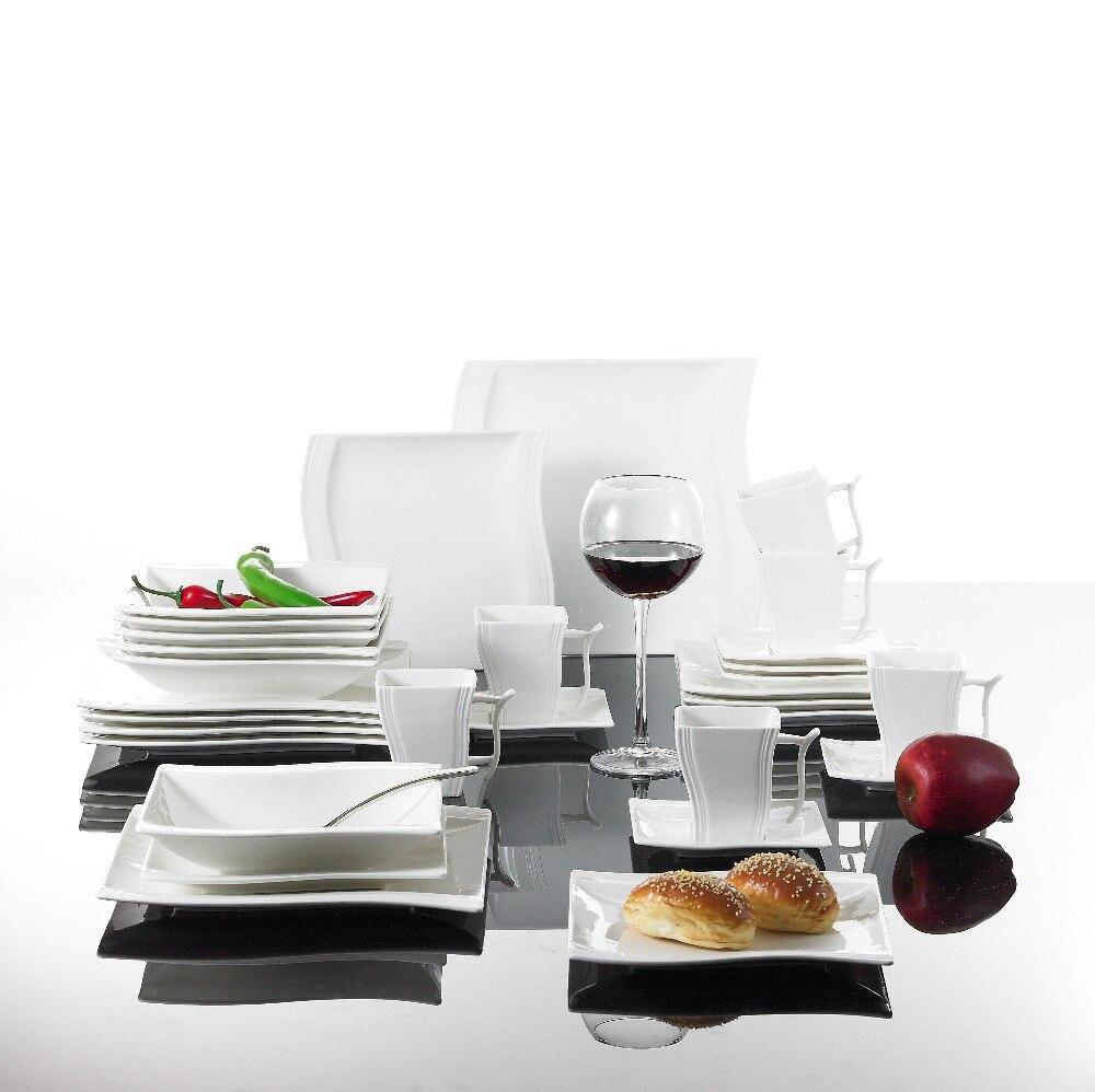 MALACASA Elisa 30-Piece Ceramic Porcelain Tableware Dinner Set