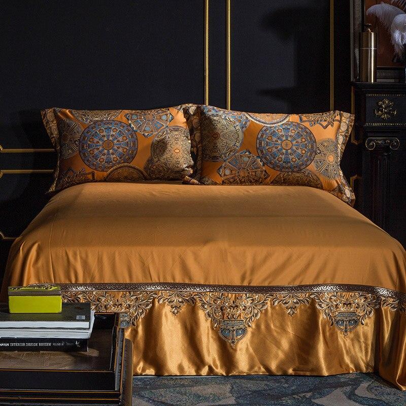 Khronom Luxury Satin Cotton Duvet Cover Set - Nordic Side - Bedding, Cotton, Golden, Luxury, Satin, set, Silver