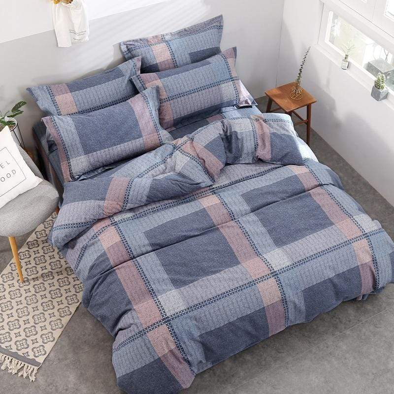 Checkered Rome Duvet Cover Set - Nordic Side - bed, bedding, spo-enabled