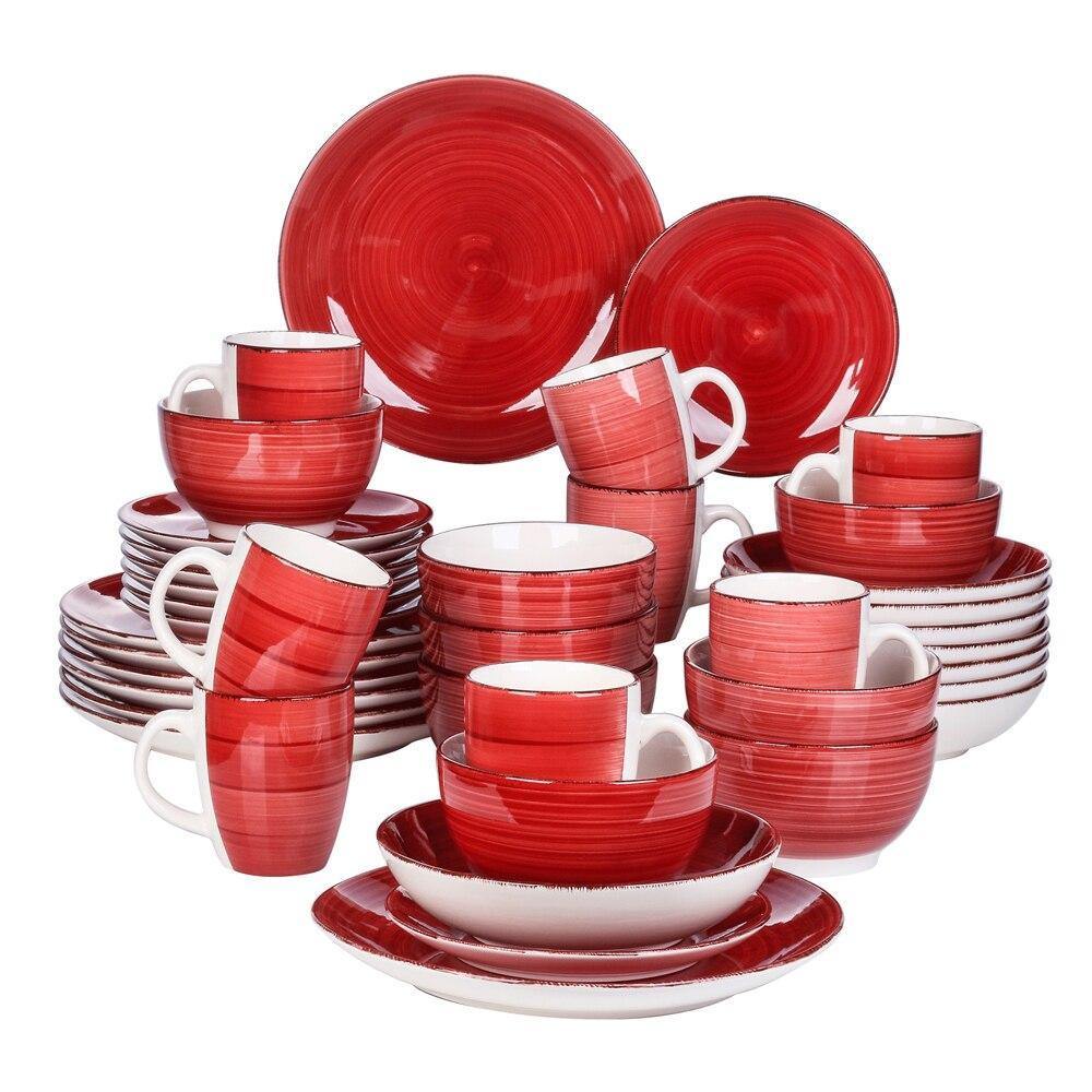 Bella-R 40-Piece Porcelain Dinnerware Set - Nordic Side - 40, BellaR, Dinner, Dinnerware, for, Person, Piece, PlateBowlMug, PlateDessert, PlateSoup, Porcelain, Service, Set, Vancasso, with