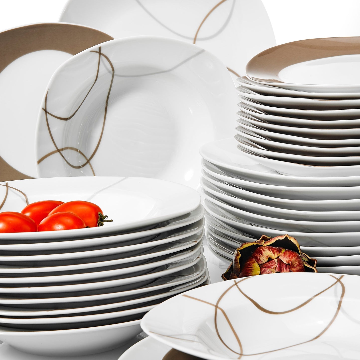 NIKITA 36-Piece Ceramic Porcelain Kitchen Dinner Plates Set Tableware Set with Dinner Plate,Dessert Plate,Deep Soup Plate - Nordic Side - 36, Ceramic, Dinner, Kitchen, NIKITA, Piece, Plate, P