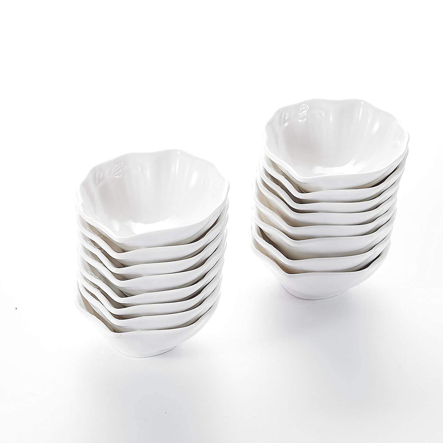 16-Piece 3.5" Ivory White Porcelain Mini Bowls - Nordic Side - 16, 35, Bowls, Ceramic, China, cm, Cream, Dessert, Dishes, Fruit, Ice, Ivory, MALACASA, Mini, Piece, Porcelain, Snack, White