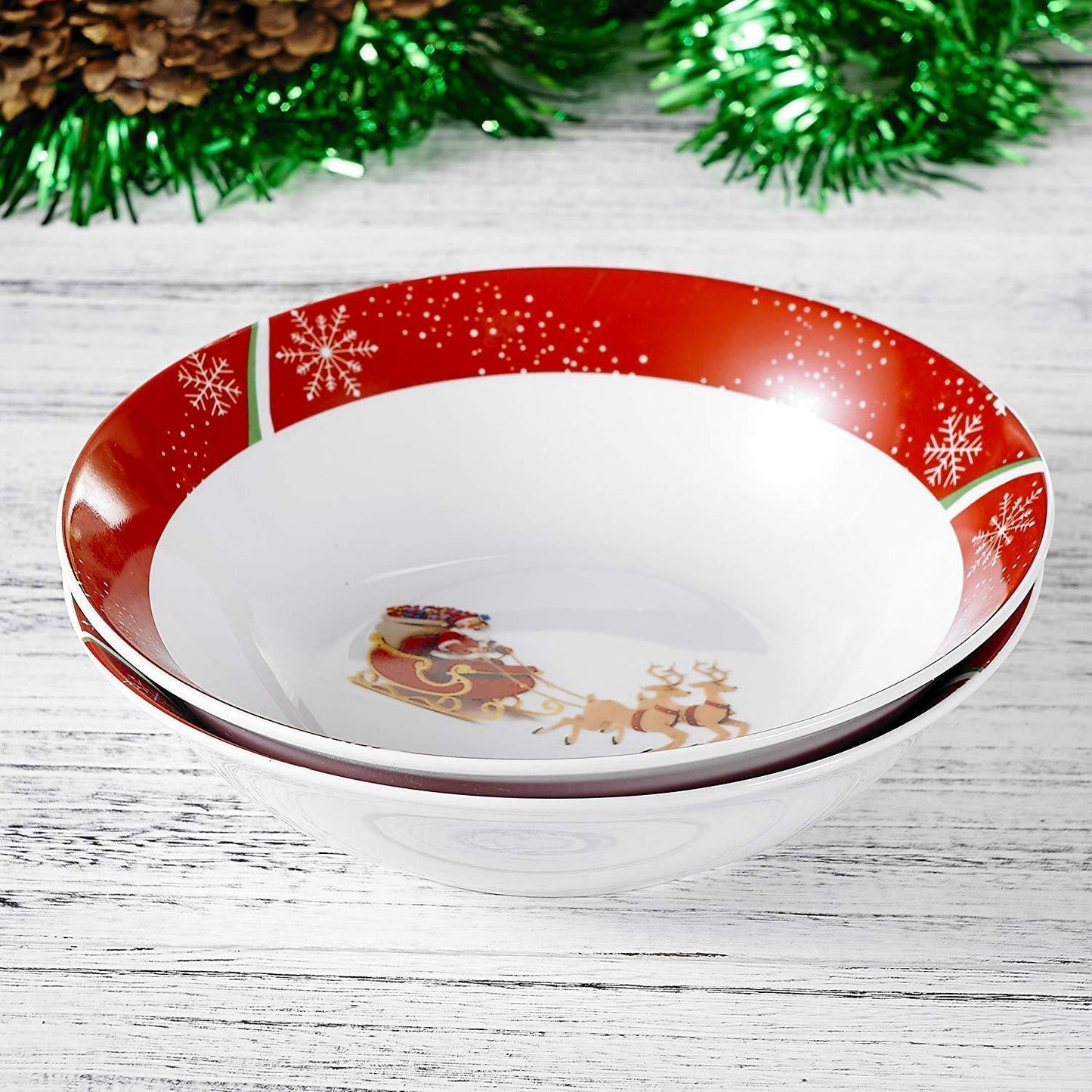 CHRISTMAS Pattern 2-Piece Porcelain 1125 ML Bowl Set - Nordic Side - 1125, Bowl, Cereal, Christmas, Day, for, Large, ML, Pattern, Piece, Porcelain, Salad, Service, Set, Soup, VEWEET