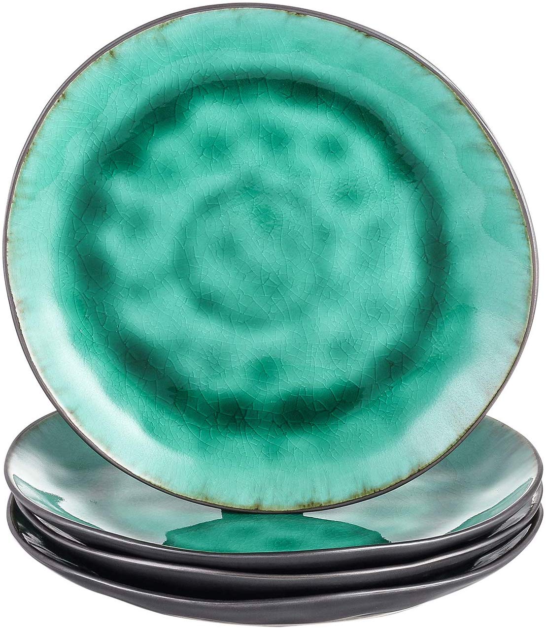Radiante 4/8/12 Pieces Pottery Stoneware Vintage Ceramic Green Crockery Plate Set 8.5" - Nordic Side - 4812, 85, Ceramic, Coco, Crockery, Dessert, Green, Pieces, Plate, Pottery, SaladFruitSna