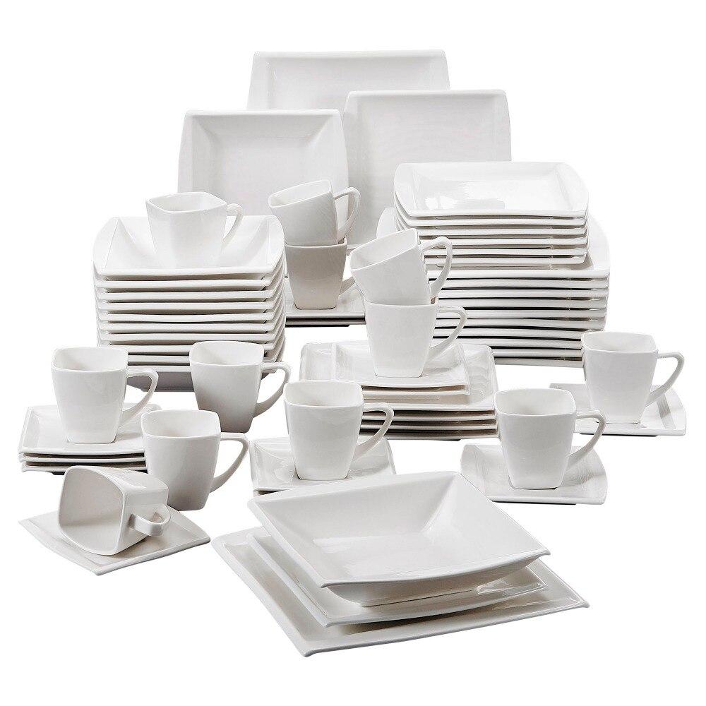 Series Blance 60-Piece Porcelain Dinner Set CupsSaucersDinner Soup Dessert Plates Set for 12 Person (White) - Nordic Side - 12, 60, Blance, Cups, Dessert, Dinner, for, MALACASA, Person, Piece