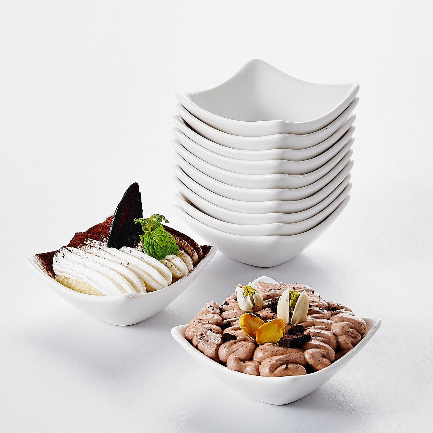 12-Piece White China Porcelain Ceramic Bowl (60 ml/ 3") - Nordic Side - 12, Bowl, Ceramic, Condiment, Cream, Dessert, Dipping, Dish, Dishes, for, Fruit, MALACASA, Ngredients, Piece, Porcelain