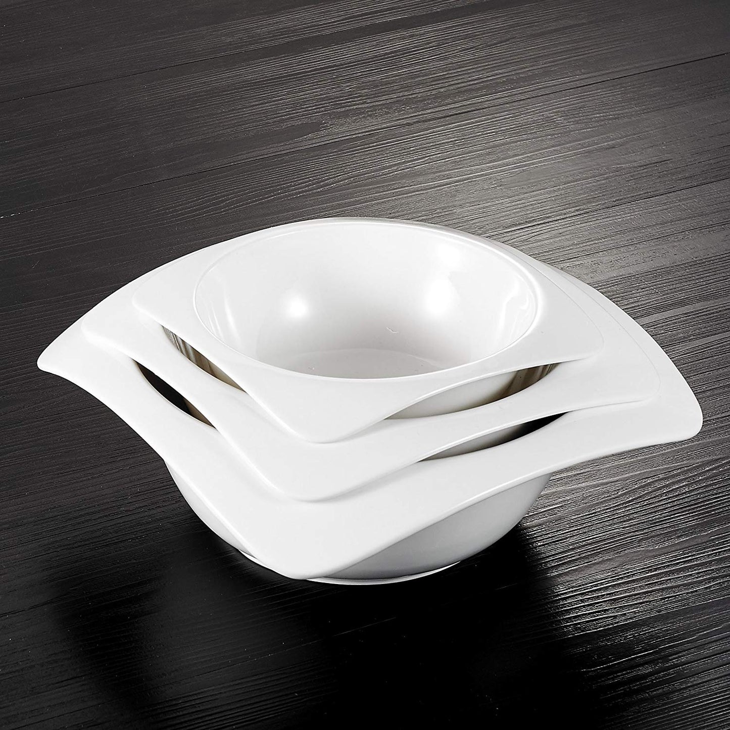 Rosana 3-Piece Ivory White Porcelain Bowl China Ceramic Soup Plate Cream White Dinner Combi-Set - Nordic Side - Bowl, Ceramic, China, CombiSet, Cream, Dinner, Ivory, MALACASA, Piece, Plate, P
