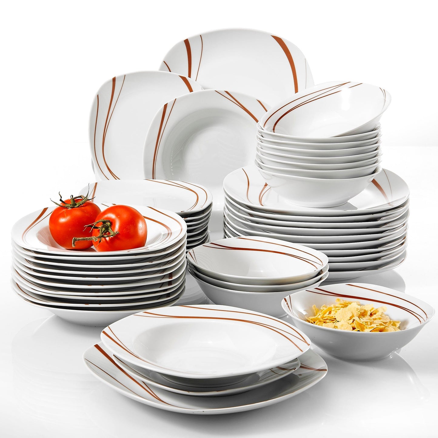 BONNIE 48-Piece China Ceramic Dinner Plate Set Porcelain Tableware Set of Bowl Dessert Plate Soup Plate Dinner Plate - Nordic Side - 48, BONNIE, Bowl, Ceramic, China, Dessert, Dinner, of, Pie