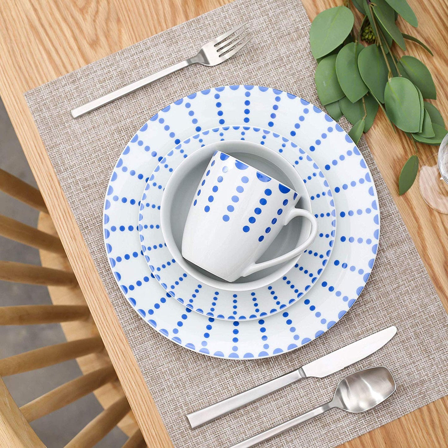 CORIN 32-Piece Porcelain Ceramic Tableware Dinnerware Set with 8*Dinner Plate,Dessert Plate,Cereal Bowl and 380ML Mug Set - Nordic Side - 32, 380, and, Bowl, Ceramic, CORIN, Dinner, Dinnerwar