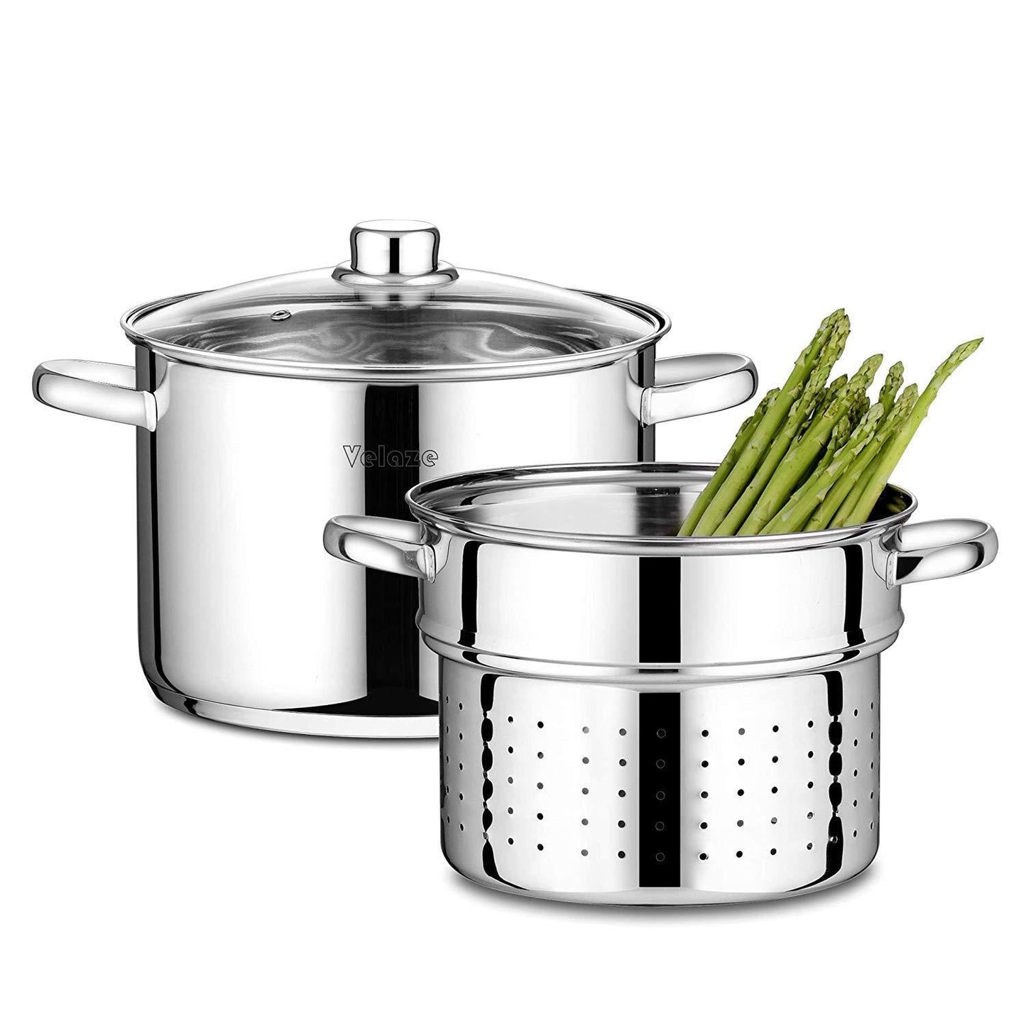 Pasta Pots 7.2L Multifunction Premium Stainless Steel Vegetable Spaghetti Pot with Encapsulated Base and Vented Glass Lid - Nordic Side - 72, and, Base, Encapsulated, Glass, Lid, Multifunctio