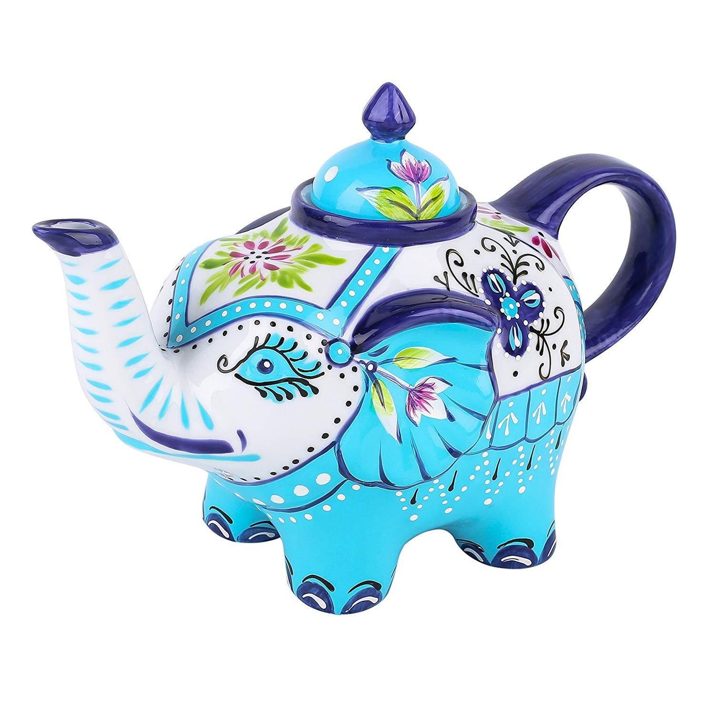 800 ml Porcelain Hand Painted Multicolor Elephant Shape Teapot Crafts with Gift Box - Nordic Side - 800, Artvigor, Box, Coffeepots, Crafts, Elephant, Family, Gift, Hand, ml, Multicolor, Offic