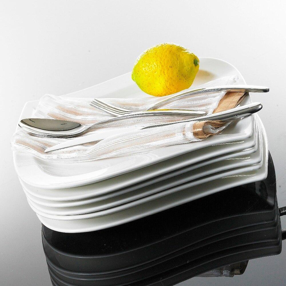 Series Elvira 12 Piece Porcelain Plates Sets with 6 Soup Dinner Plates Dinnerware Service for 6 Person (White) - Nordic Side - 12, Dinner, Dinnerware, Elvira, for, MALACASA, Person, Piece, Pl