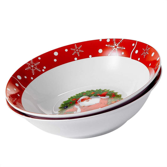 Christmas Style 2-Piece Porcelain 1125 ML Bowl Set - Nordic Side - 1125, Bowl, Ceramic, Cereal, Christmas, for, Large, ML, Piece, Porcelain, Salad, Set, Soup, Style, VEWEET