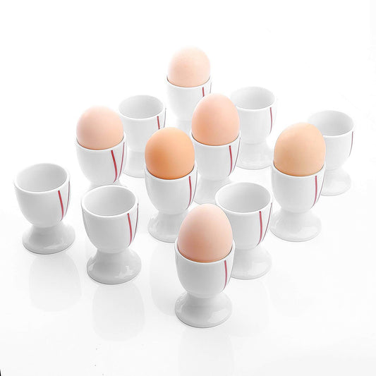 Felisa 12-Piece 2.8" Ivory White Porcelain Egg Cups Breakfast Egg Stand Holder - Nordic Side - 12, 28, Breakfast, Ceramic, China, Cream, Cups, Egg, Felisa, Holder, Ivory, Kitchen, MALACASA, P